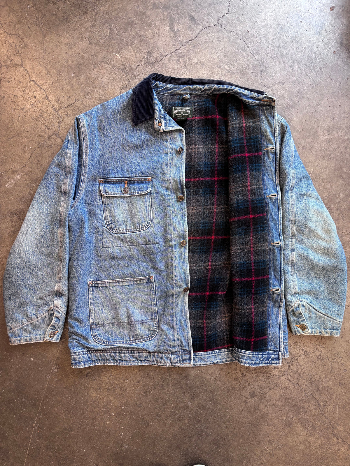 1990s POLO COUNTRY Denim Chore Coat Sz. L | Made in USA