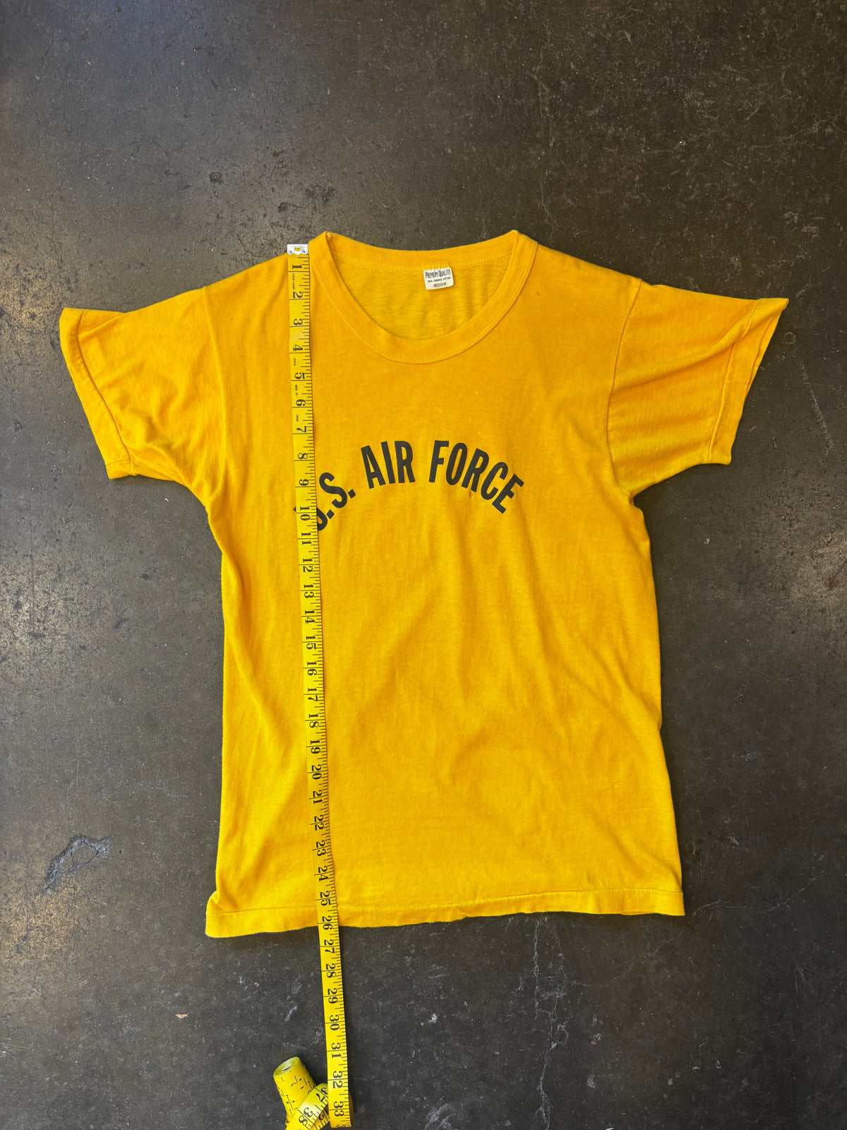 Vintage 1960s U.S. Air Force Yellow T-Shirt Sz. M