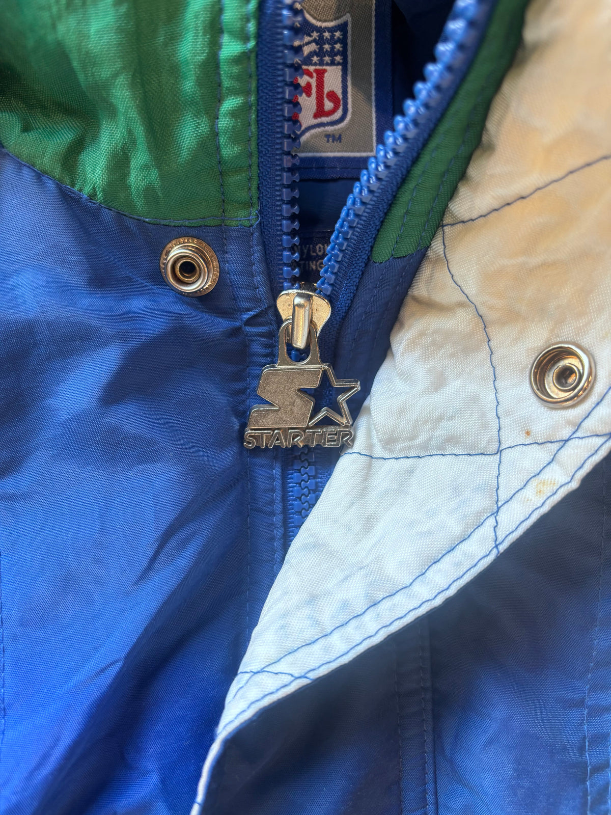Vintage 1990s Seattle Seahawks STARTER Quarter-Zip Parka Jacket Sz. XL