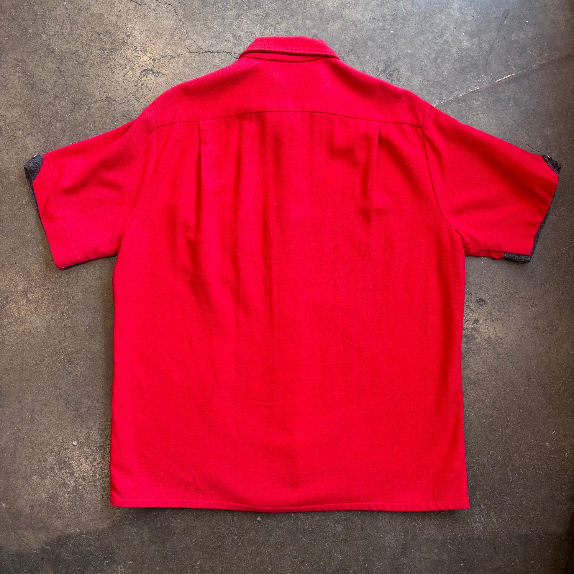 1950s CALIFORNIA SPORTSMAN Wool Red/Charcoal Button-Up Shirt Sz. L