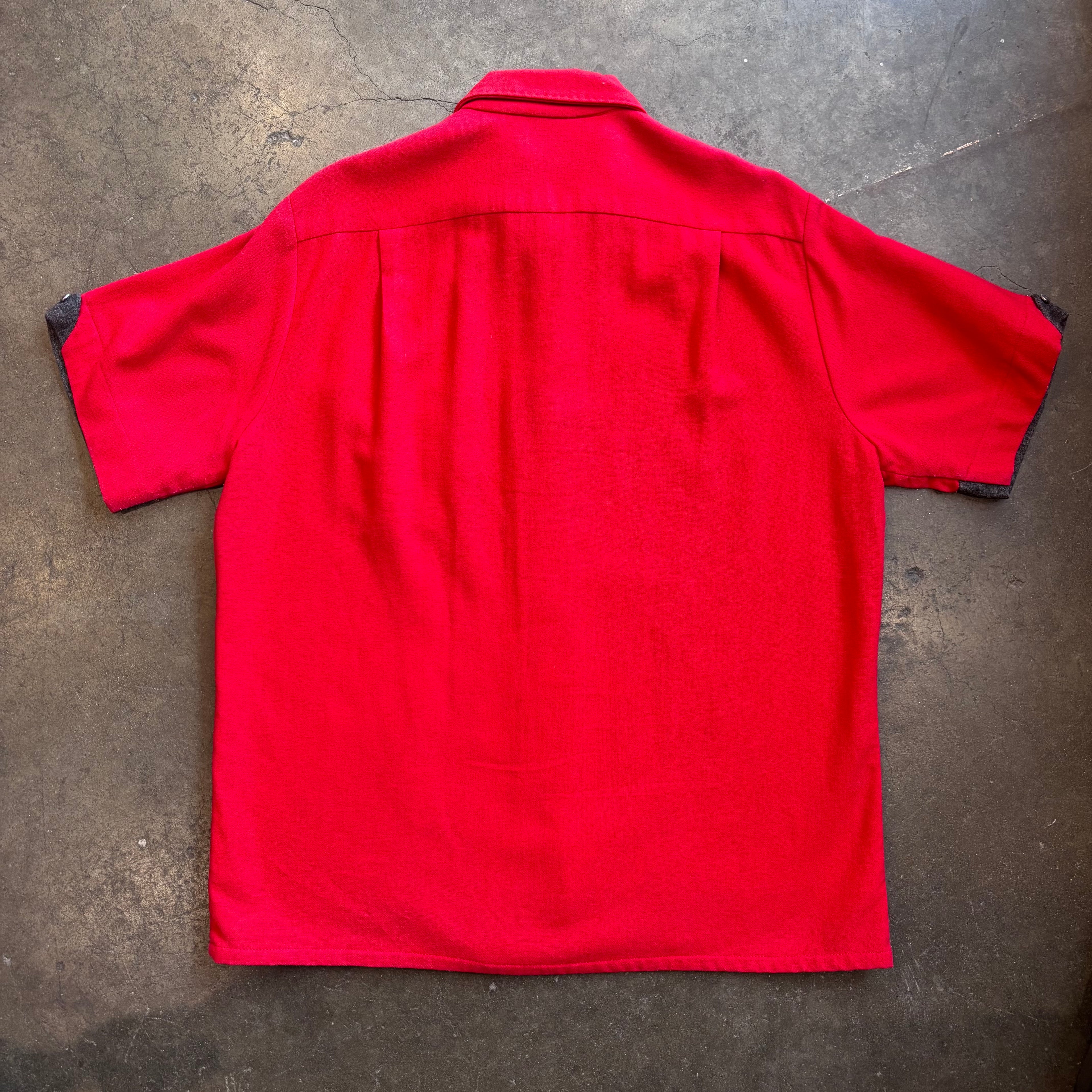 1950s CALIFORNIA SPORTSMAN Wool Red/Charcoal Button-Up Shirt Sz. L
