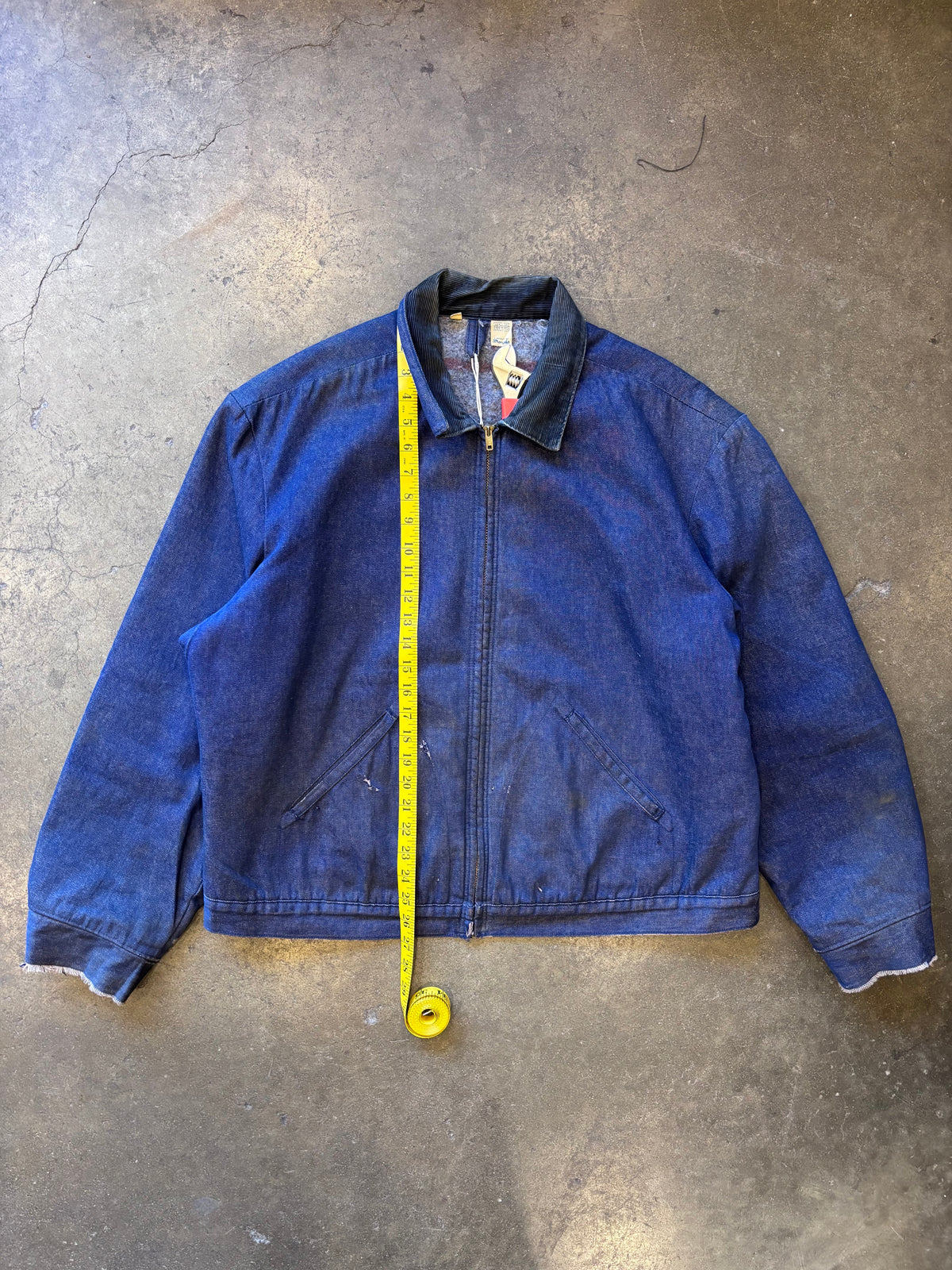 1960s/1970s WRANGLER Blue Bell Zip-Up Blanket Lined Denim Work Jacket Sz. 46 (XL)