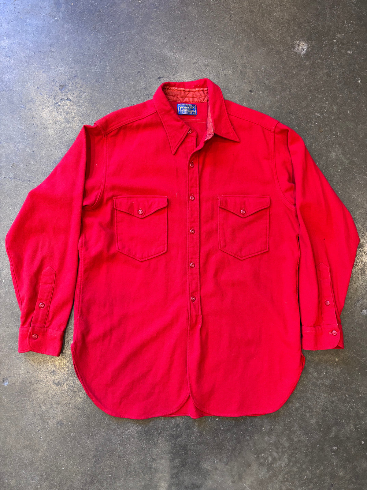 Vintage 1960s PENDLETON Red Wool Shirt Sz. 17 1/2 (XL)