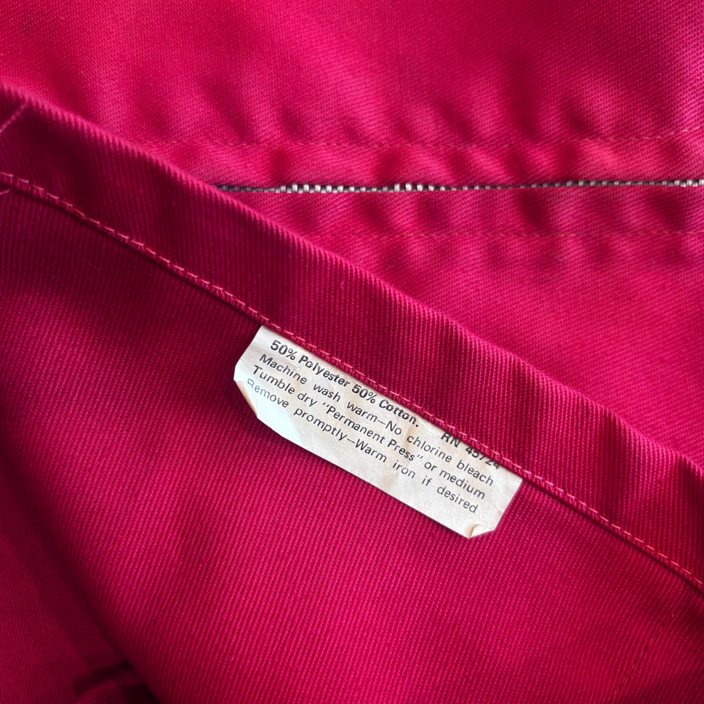 1970s K-BRAND Cotton/Polyester Mack Trucks Red Herrington Work Jacket Sz. L | Made in USA