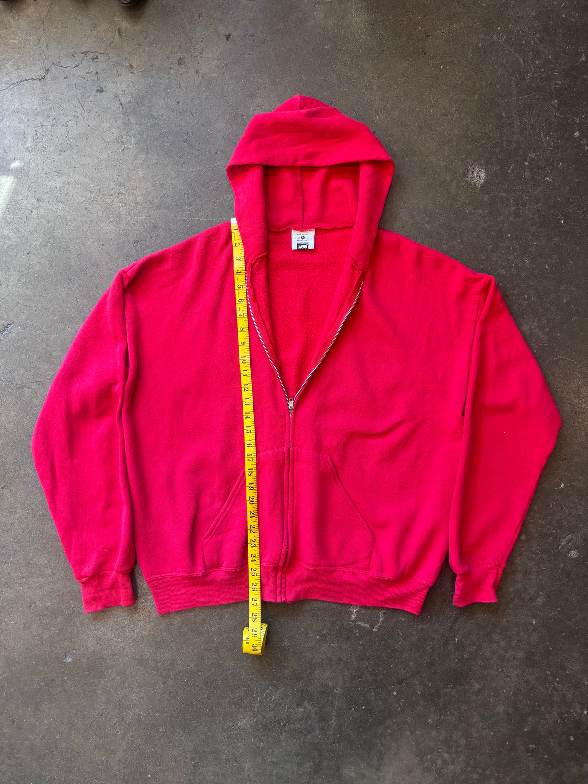 Vintage 1990s LEE Red Zip-Up Hoodie Sweatshirt Sz. XL | Made in USA