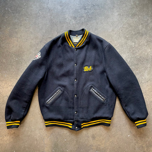 1960s SKOOKUM "Sportsmen" Car Club Black Wool Letterman Jacket Sz. XL | Made in USA