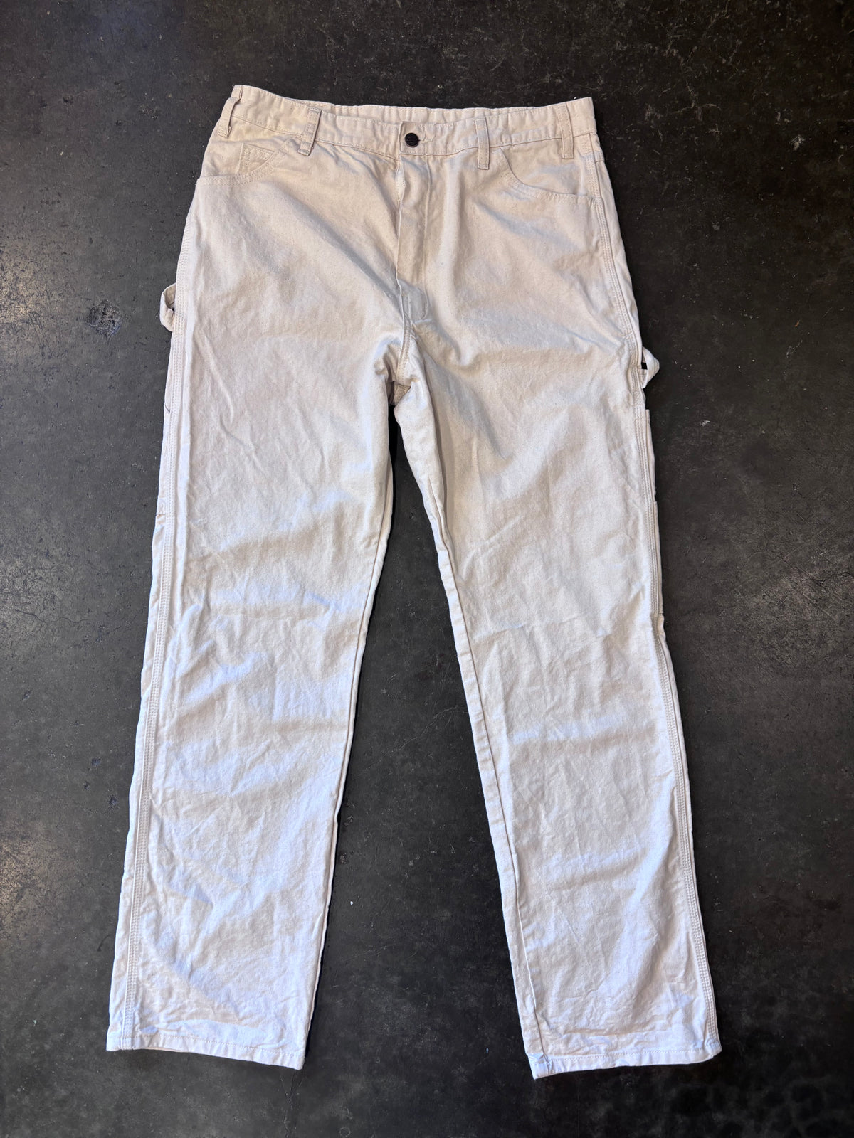 Vintage DICKIES Cream Carpenter Painter Pants Sz. 35" (Measured)