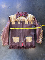 Vintage UBER OWATANNA Quilted 2-Tone Buckskin Leather Zip-Up Jacket Sz. M