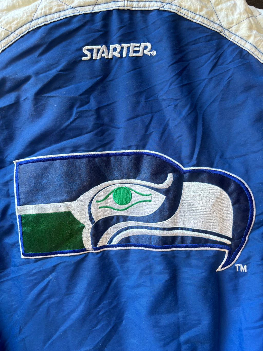 Vintage 1990s Seattle Seahawks STARTER Quarter-Zip Parka Jacket Sz. XL