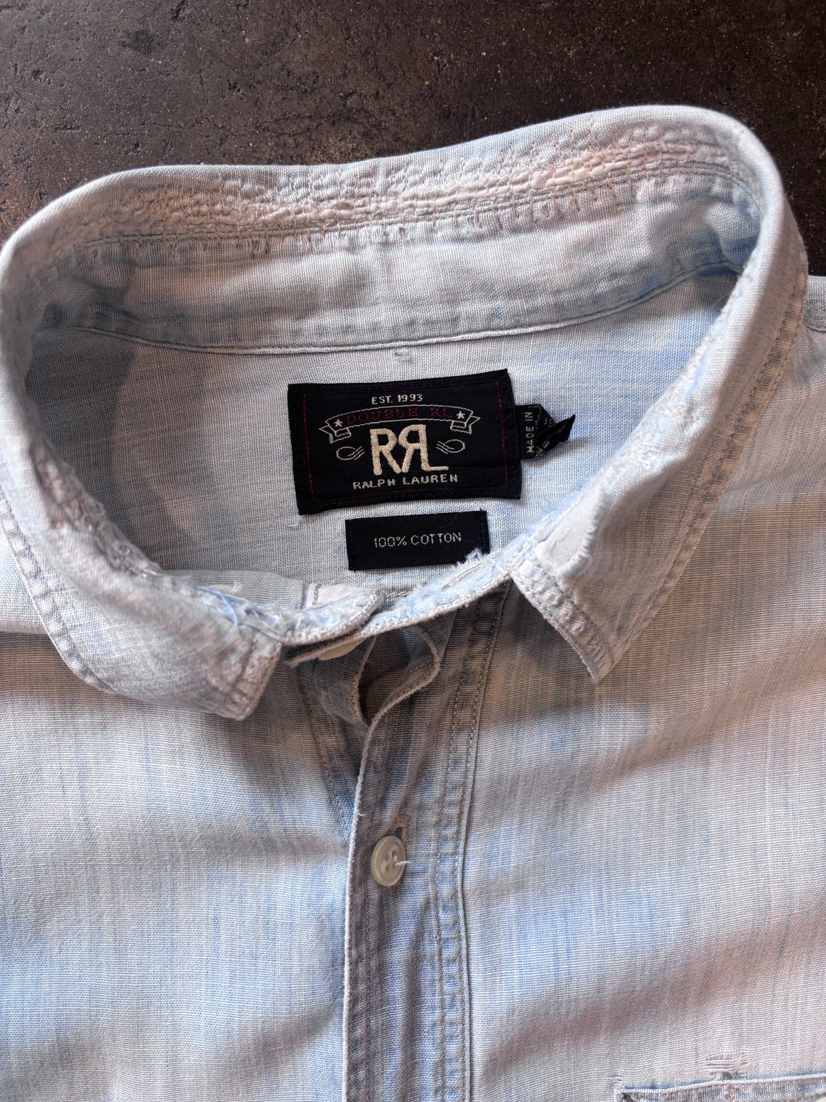Double RL Ralph Lauren Chambray Button-Up Shirt Sz. M