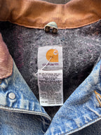 1990s CARHARTT Denim Chore Coat/Jacket Sz. L | Made in USA