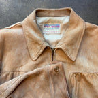 1950s CALIFORNIA SPORTSWEAR Light Brown Suede Leather Zip-Up Bomber Jacket Sz. L | Made in USA