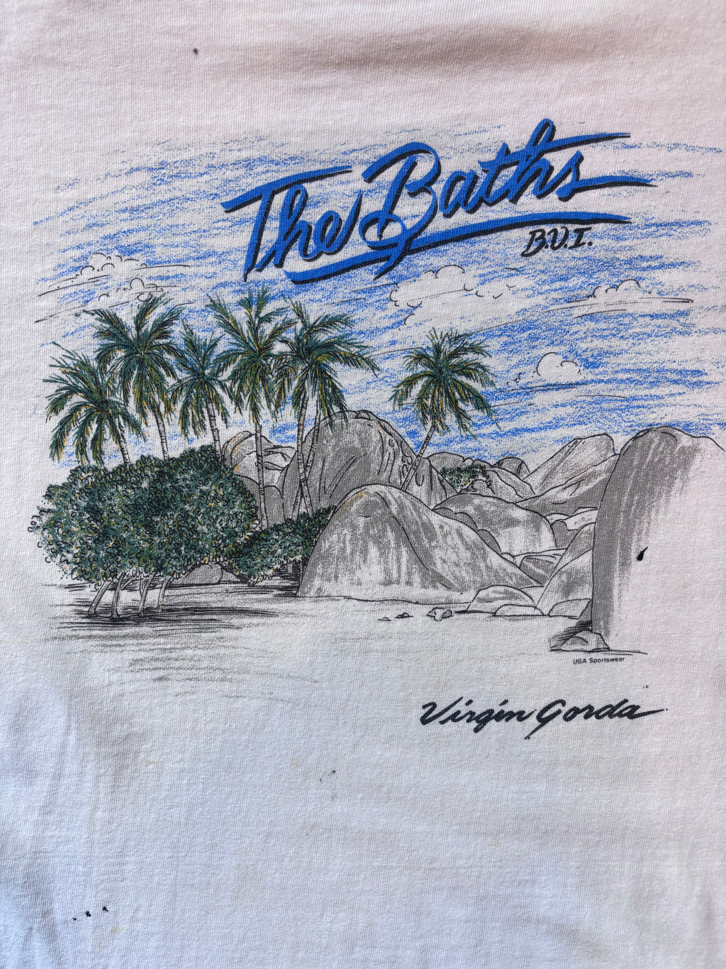 Vintage 1990s 'The Baths, Virgin Gorda' Travel/Tourism T-Shirt Sz. XL