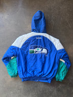 Vintage 1990s Seattle Seahawks STARTER Quarter-Zip Parka Jacket Sz. XL