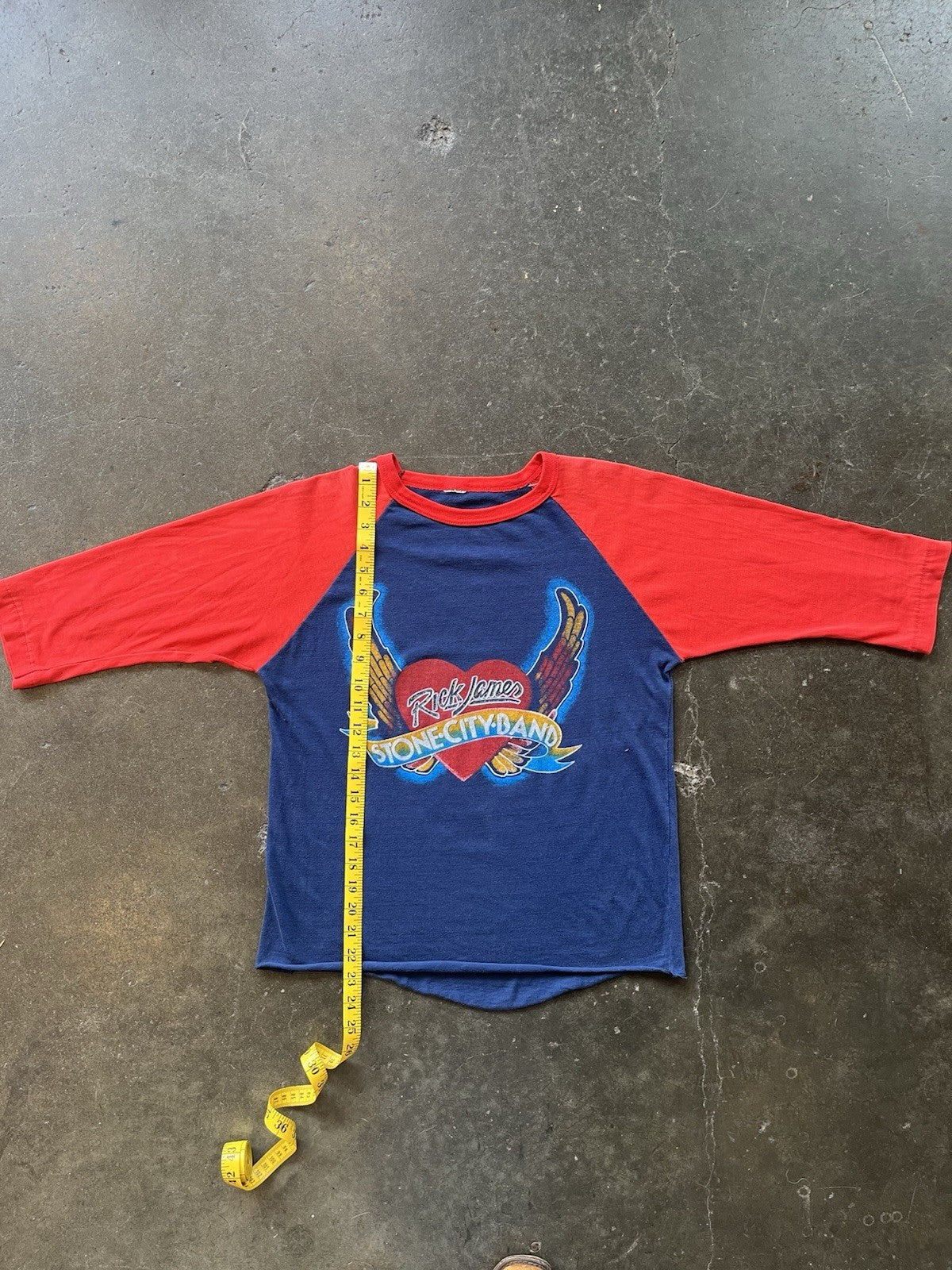 VINTAGE 80s Rick James Stone City Band U.S. Tour  Graphic Raglan T-Shirt Sz M/L