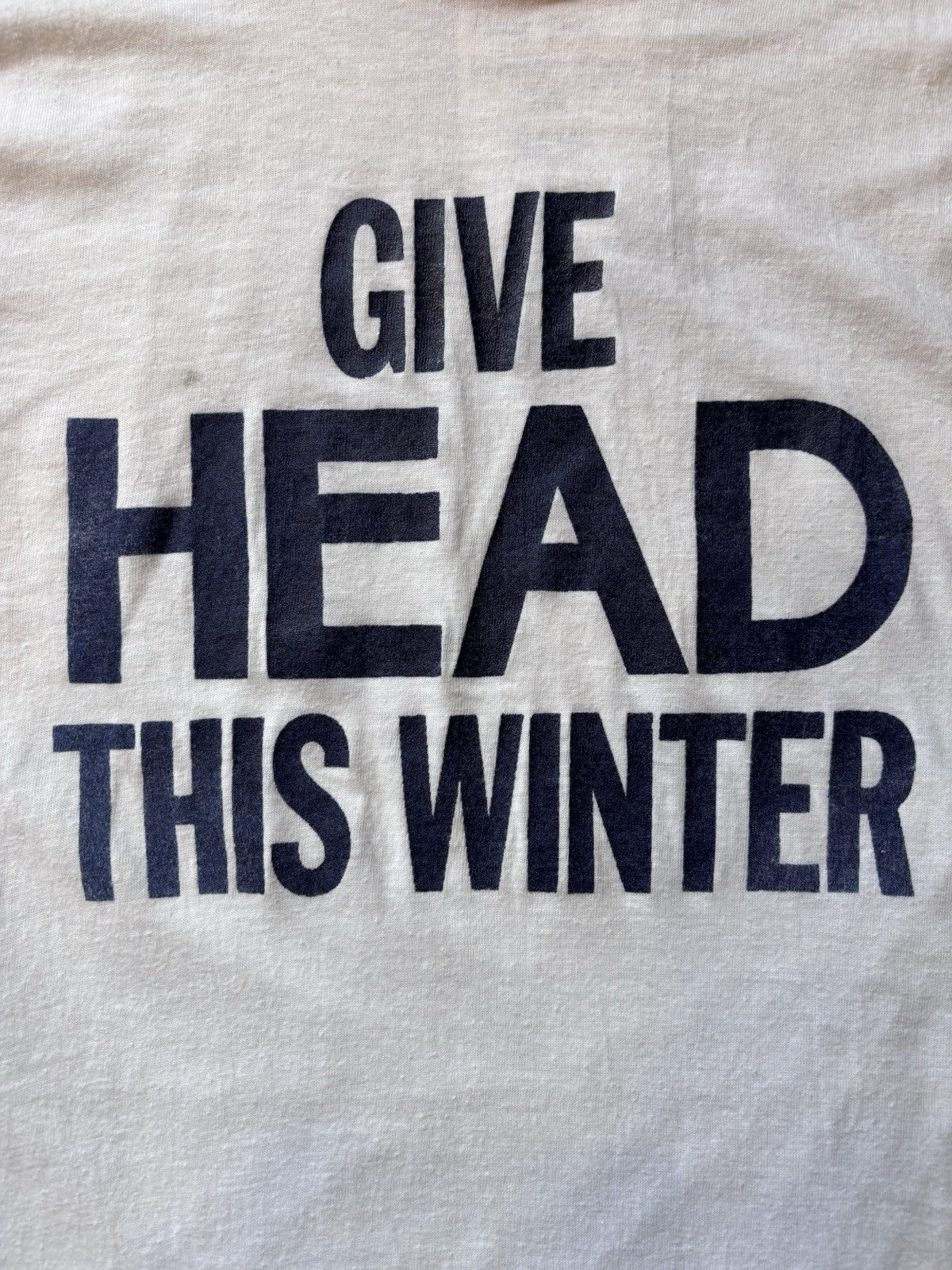 Vintage 70s “Give head this Winter”  Ringer Tee shirt 