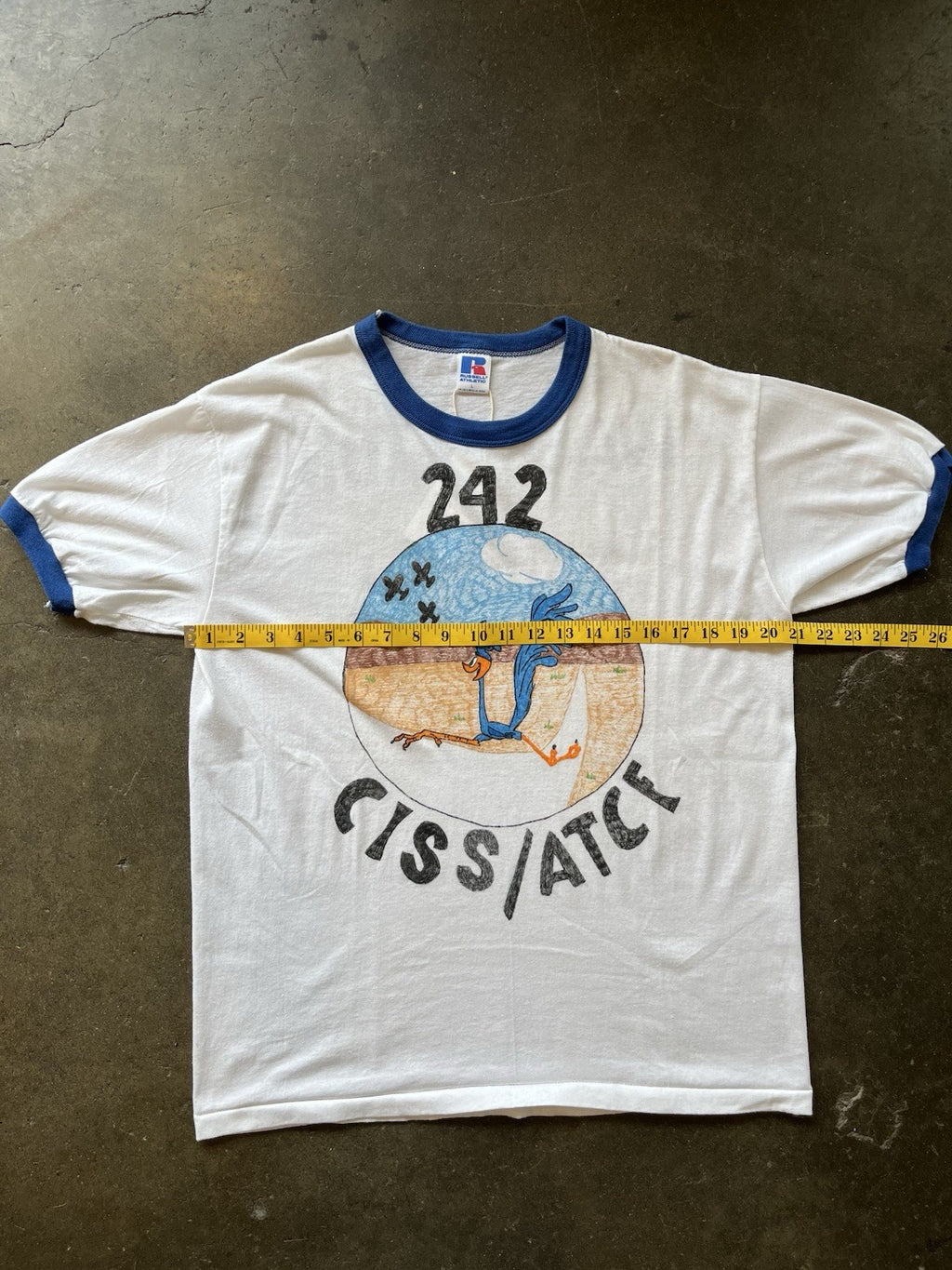 Vintage 80s Hand Drawn Road Runner Air Force Russell Tee Shirt 