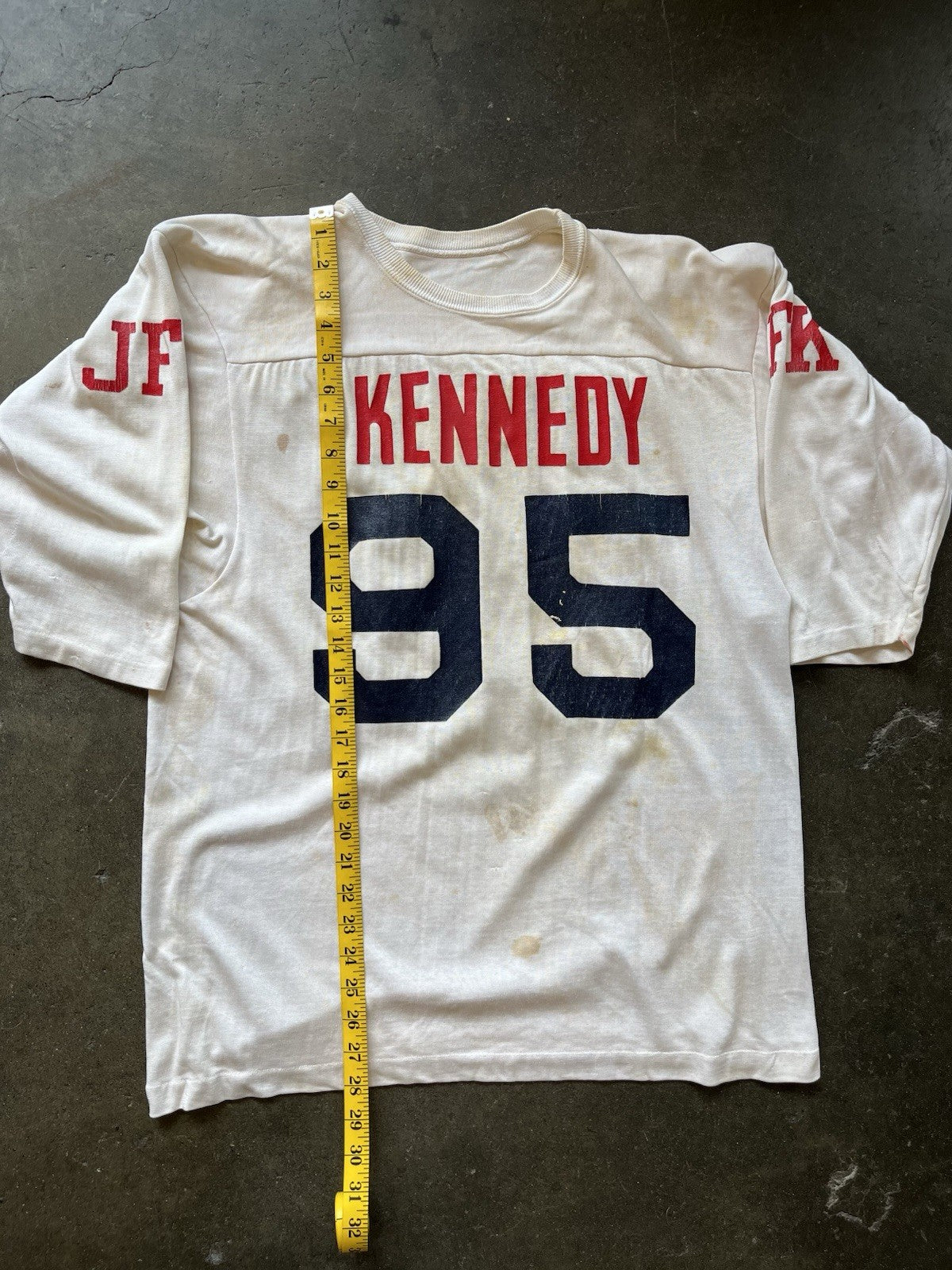 Vintage 1960s Durene “John F Kennedy” raglan Football Jersey Sz L