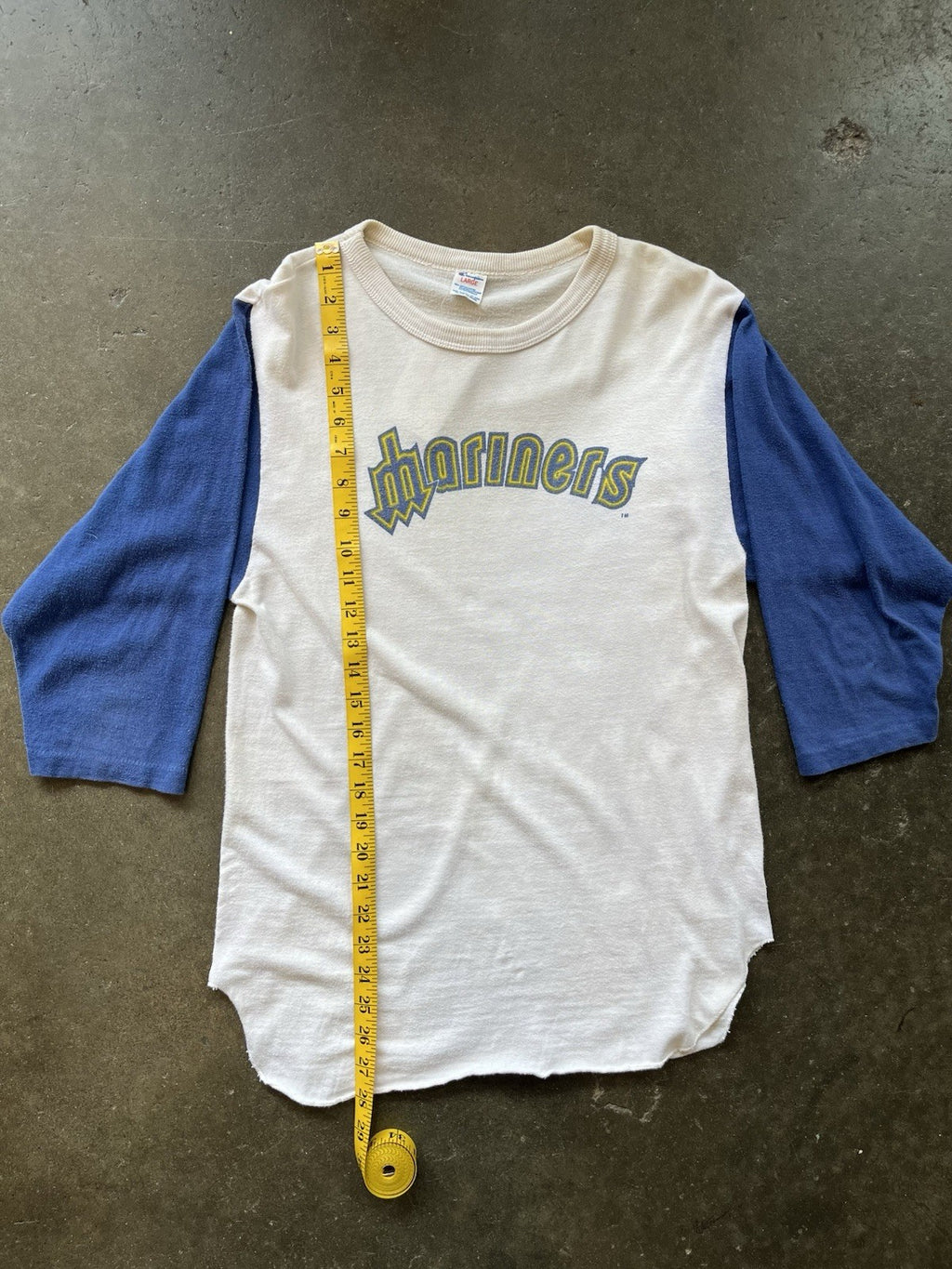 Vintage Champion Seattle Mariners MLB 3/4 Sleeve Raglan Shirt  Sz L 