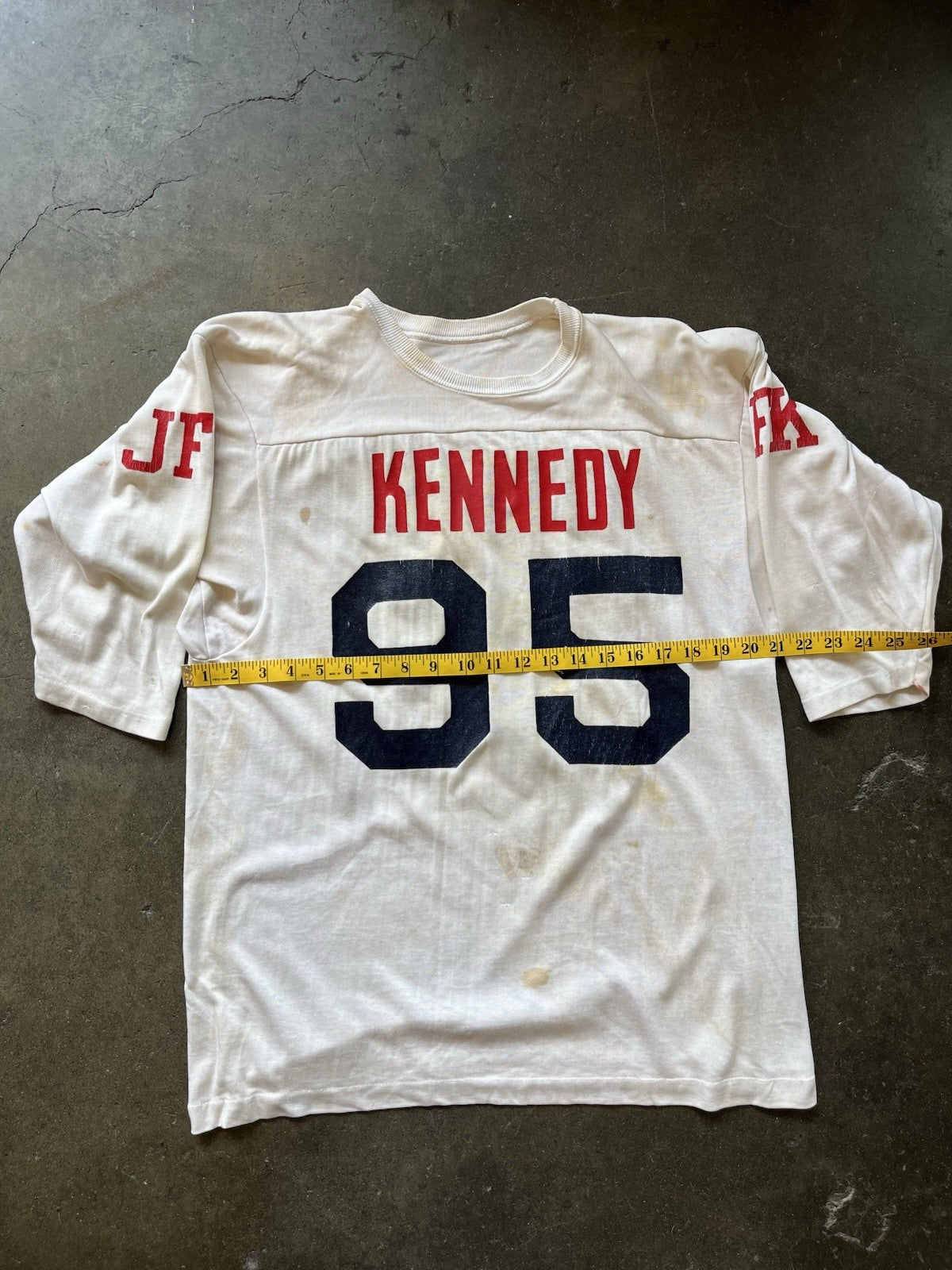 Vintage 1960s Durene “John F Kennedy” raglan Football Jersey Sz L