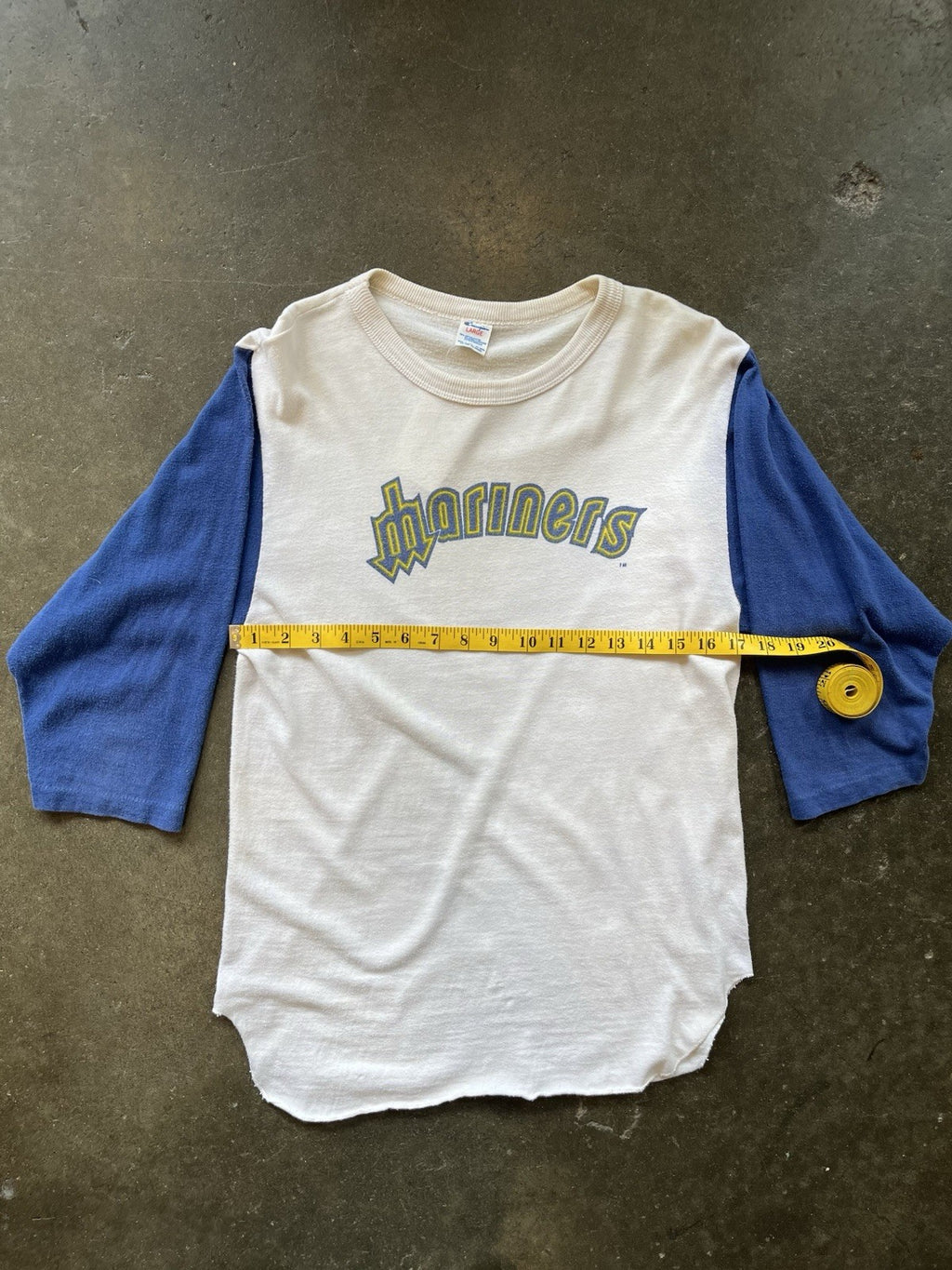 Vintage Champion Seattle Mariners MLB 3/4 Sleeve Raglan Shirt  Sz L 