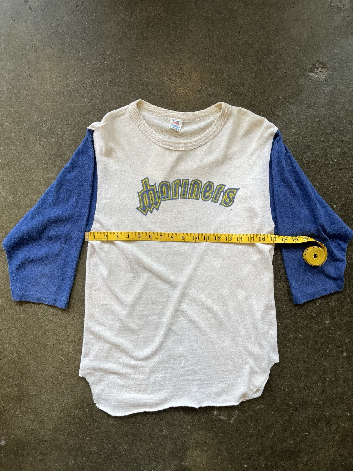 Vintage Champion Seattle Mariners MLB 3/4 Sleeve Raglan Shirt  Sz L 