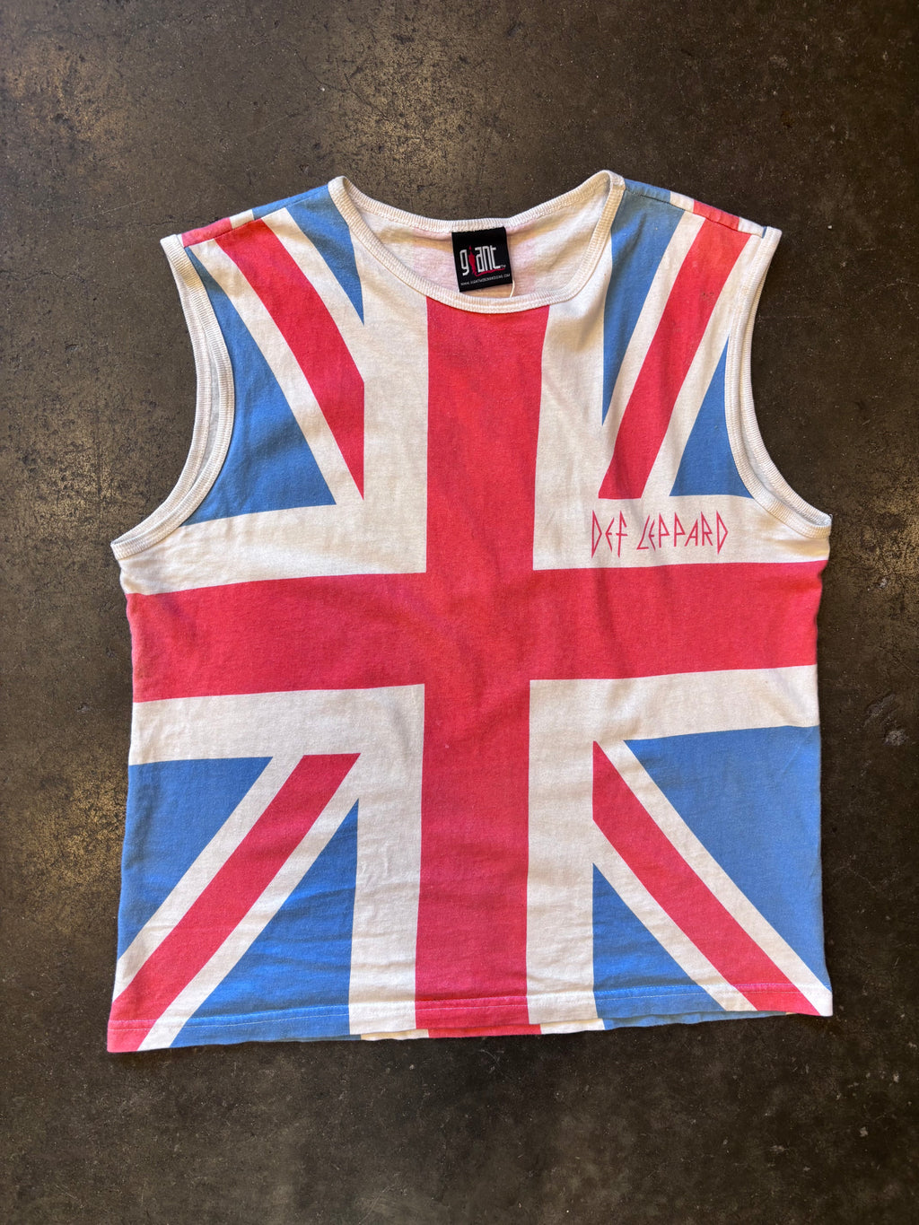 Vintage 1990s GIANT Def Leppard 'Union Jack' Tank-Top Sz. L