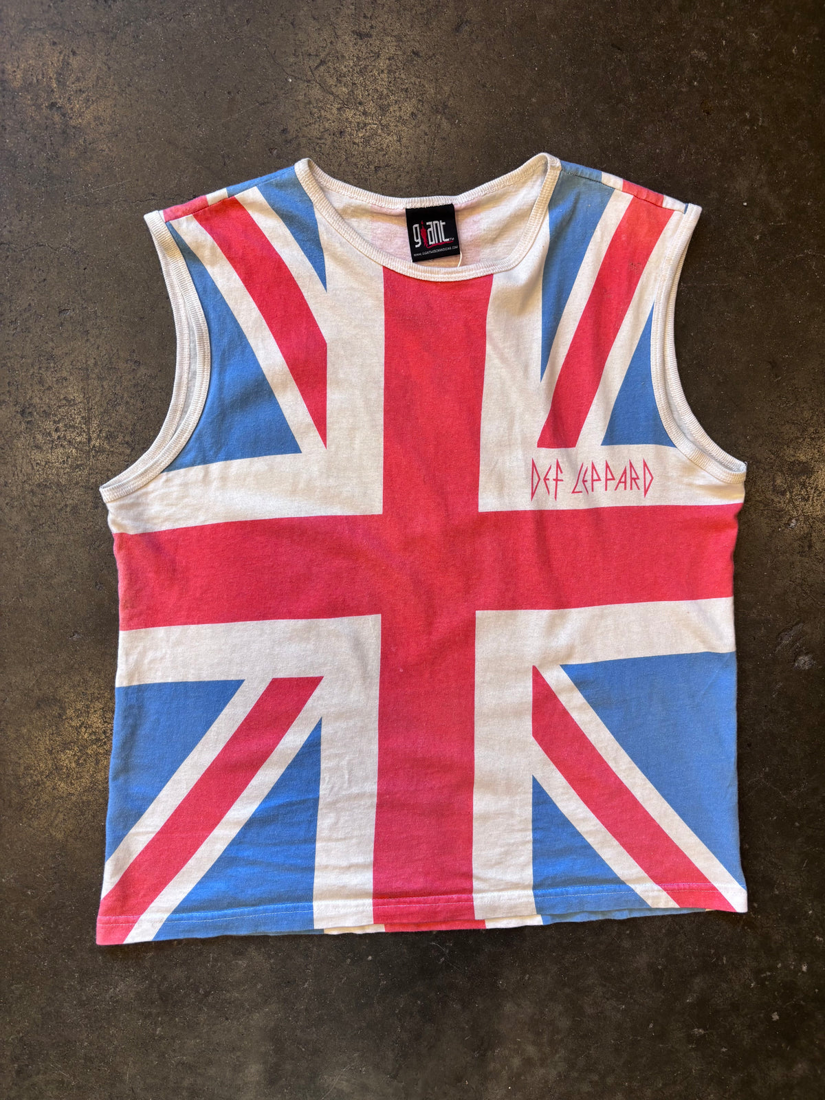 Vintage 1990s GIANT Def Leppard 'Union Jack' Tank-Top Sz. L