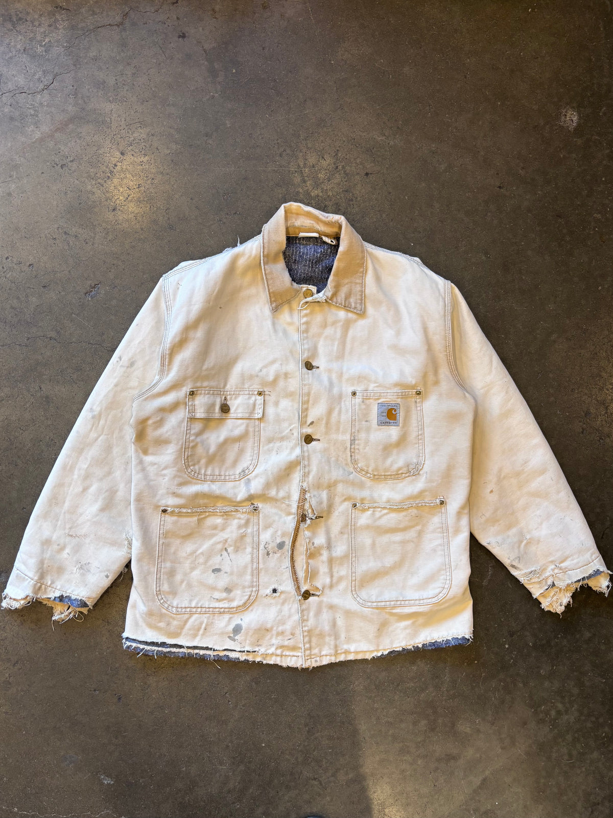 THRASHED | 1989 '100 YR. Anniversary' CARHARTT Chore Coat Sz. M