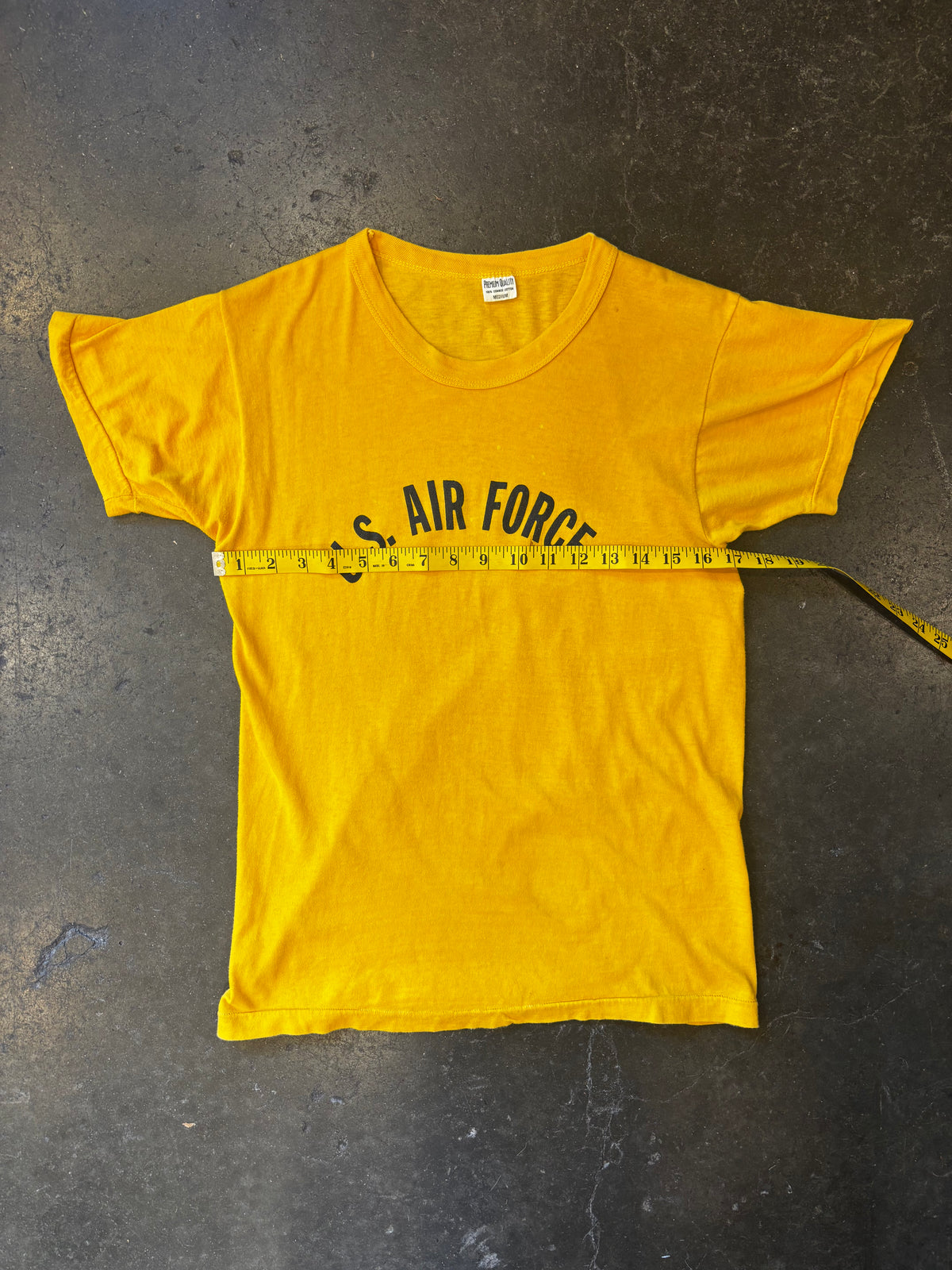 Vintage 1960s U.S. Air Force Yellow T-Shirt Sz. M