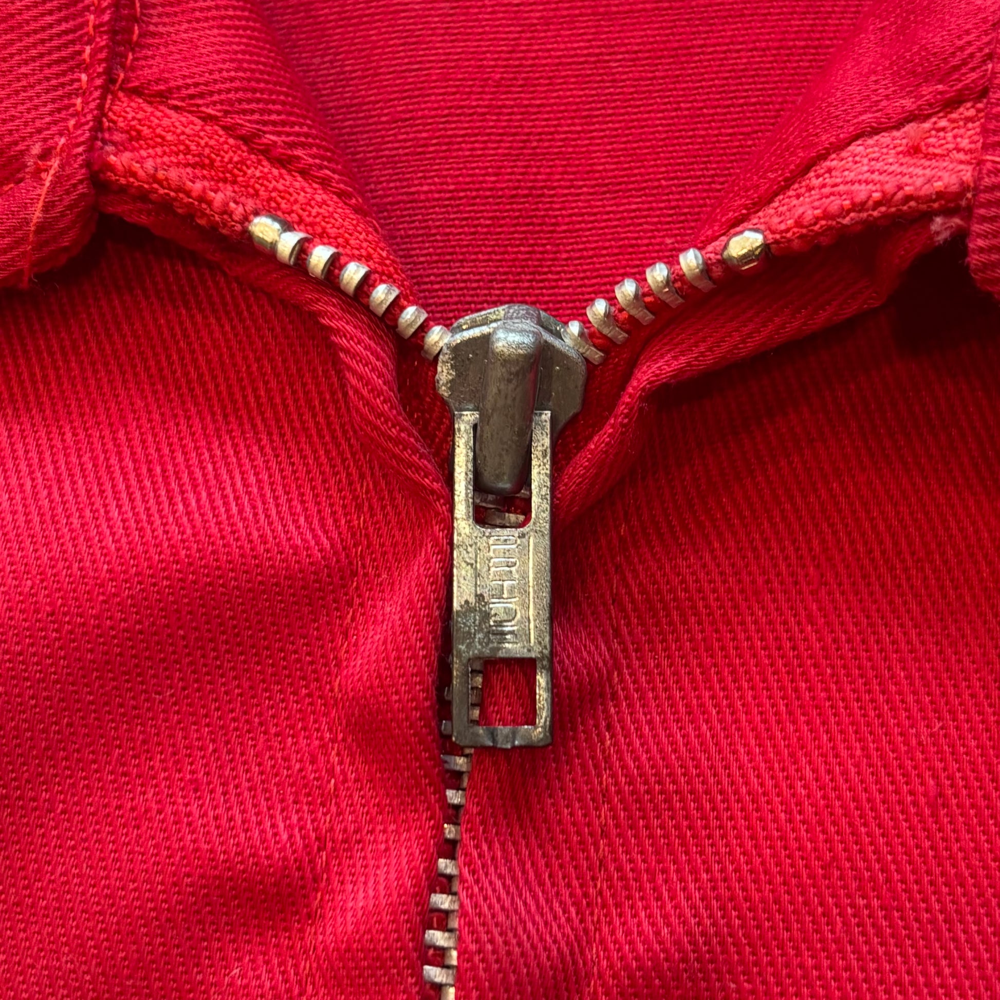 1970s K-BRAND Cotton/Polyester Mack Trucks Red Herrington Work Jacket Sz. L | Made in USA