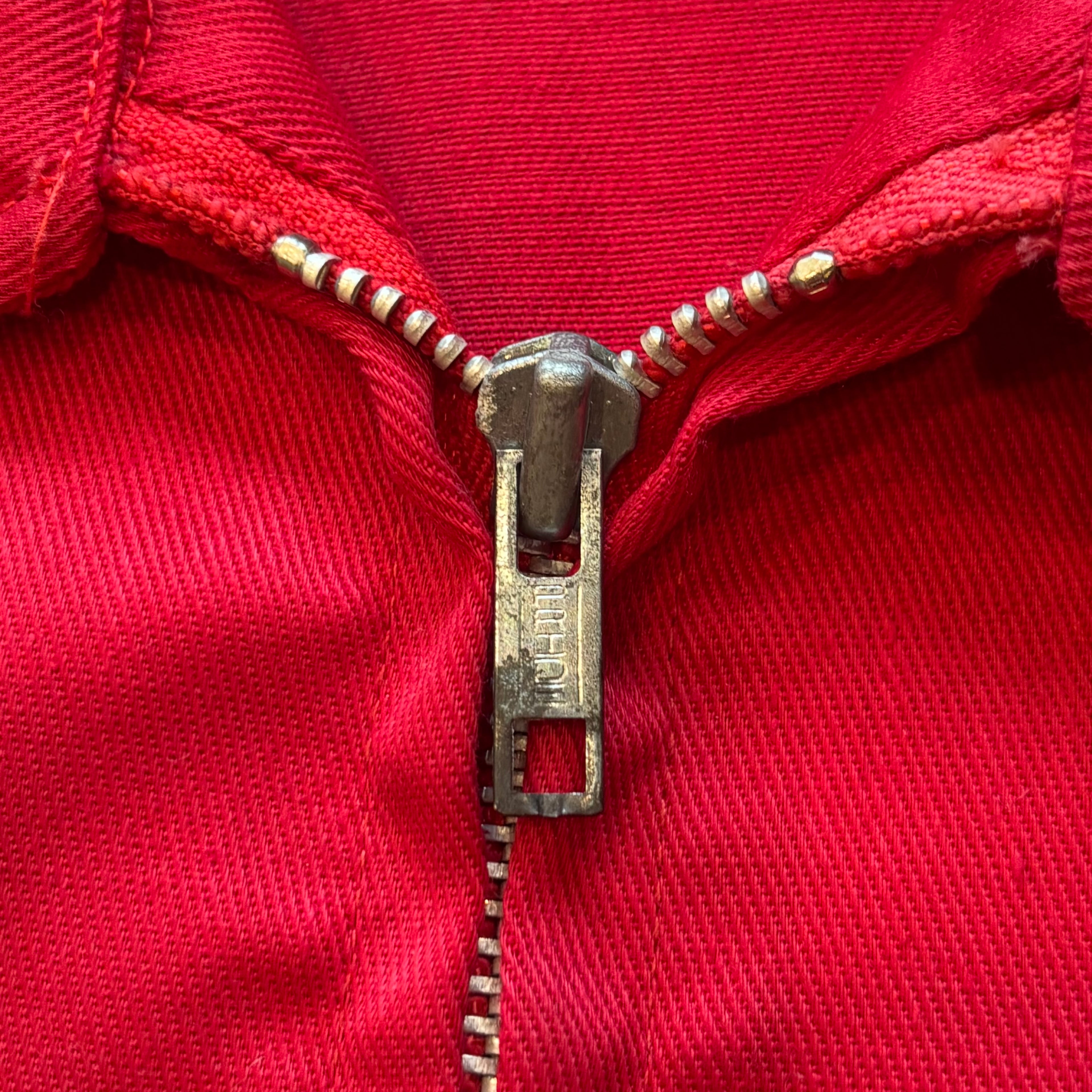 1970s K-BRAND Cotton/Polyester Mack Trucks Red Herrington Work Jacket Sz. L | Made in USA