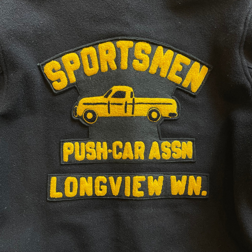 1960s SKOOKUM "Sportsmen" Car Club Black Wool Letterman Jacket Sz. XL | Made in USA
