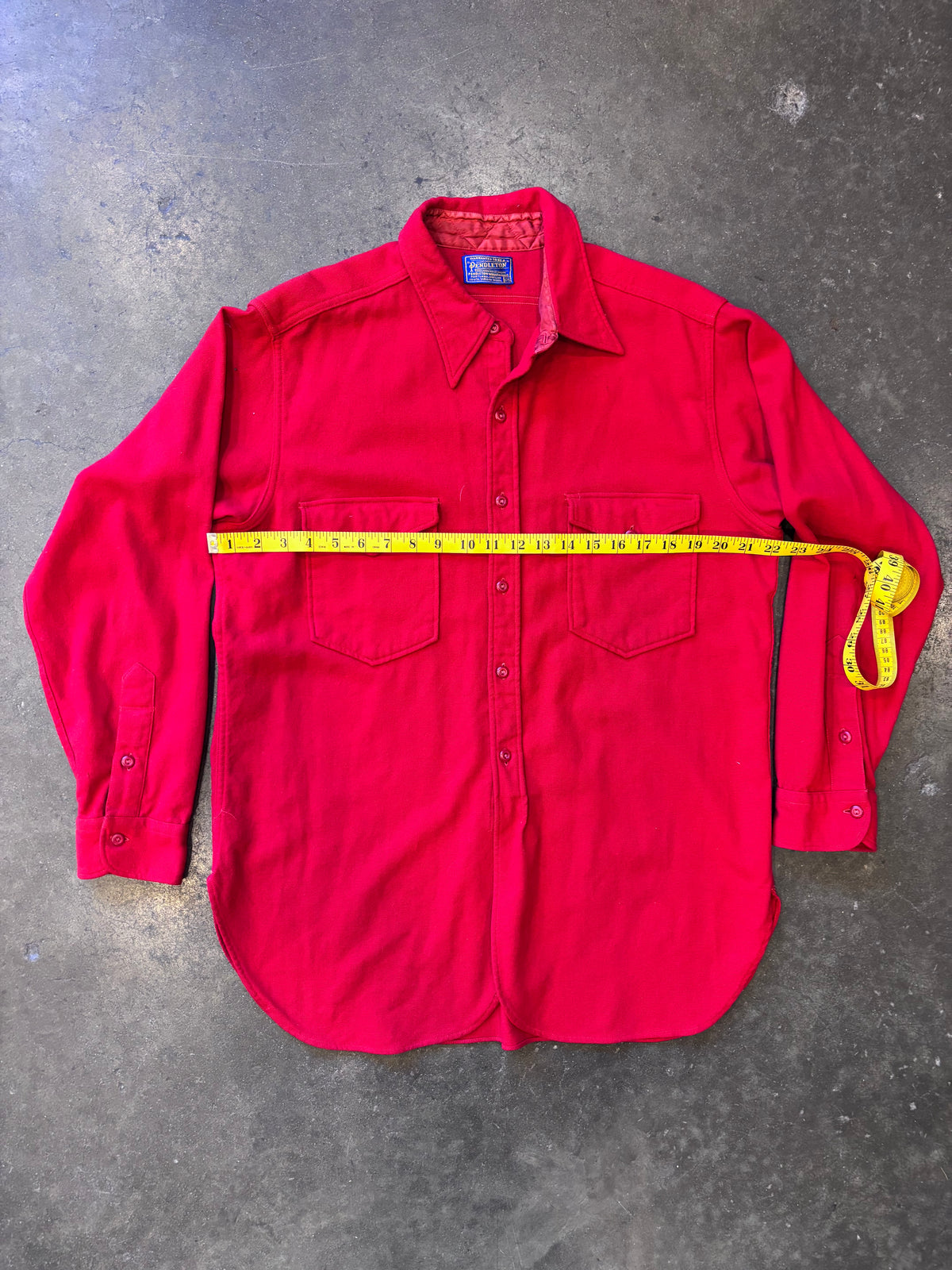 Vintage 1960s PENDLETON Red Wool Shirt Sz. 17 1/2 (XL)