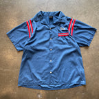 1990s HILTON "Pabst Blue Ribbon PBR" Blue Bowling Shirt Sz. L | Made in USA