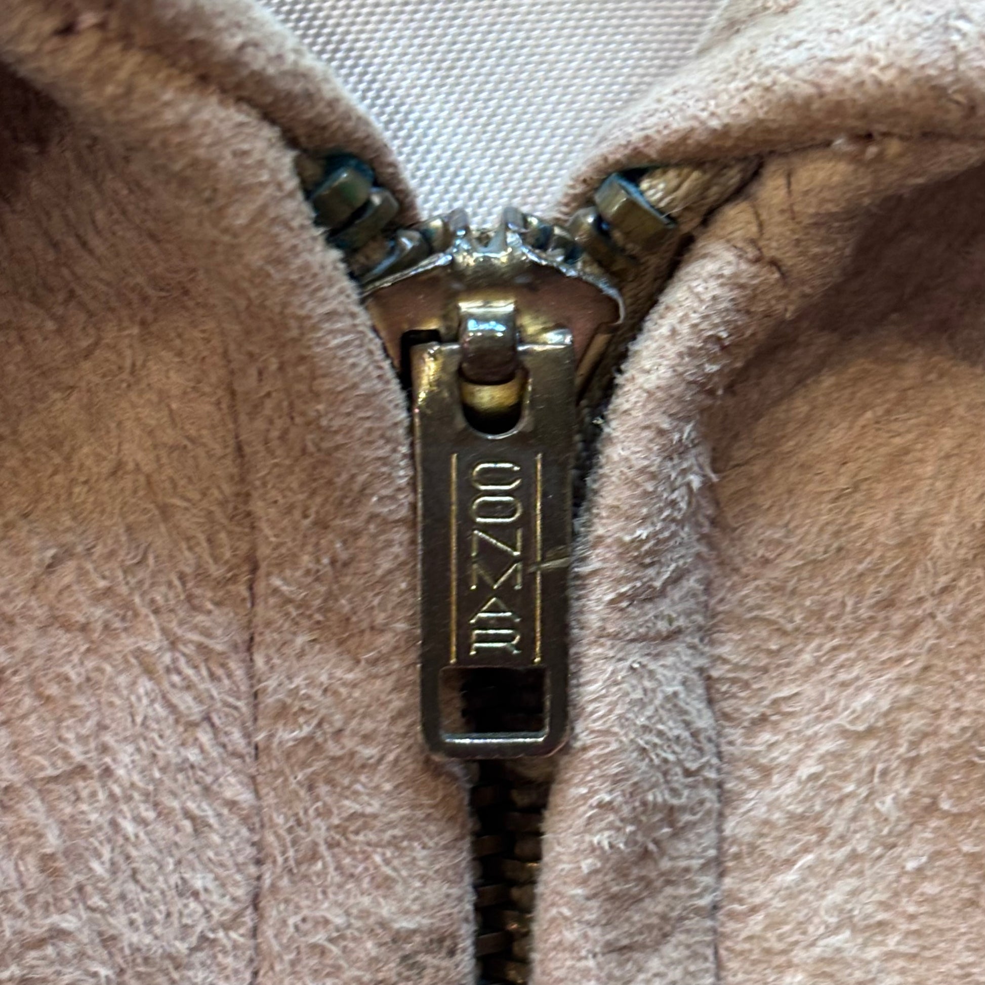 1950s CALIFORNIA SPORTSWEAR Light Brown Suede Leather Zip-Up Bomber Jacket Sz. L | Made in USA