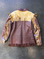 Vintage UBER OWATANNA Quilted 2-Tone Buckskin Leather Zip-Up Jacket Sz. M