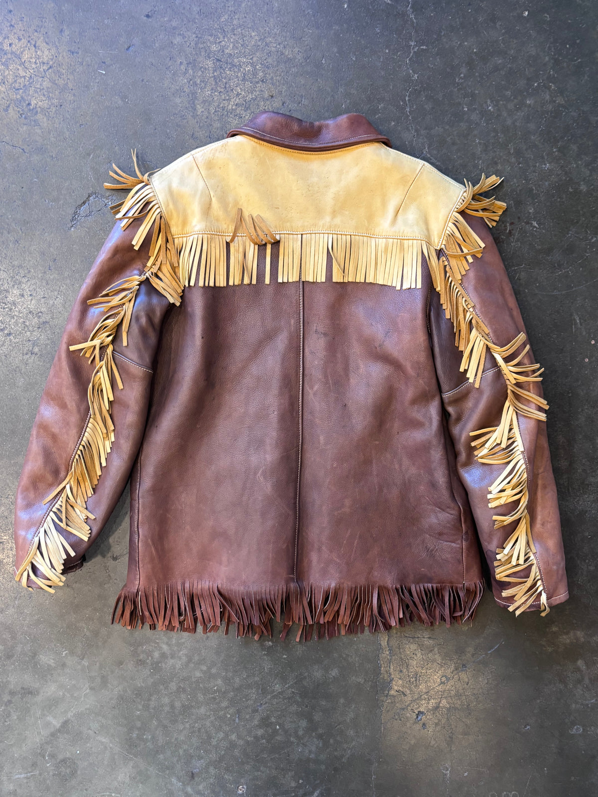 Vintage UBER OWATANNA Quilted 2-Tone Buckskin Leather Zip-Up Jacket Sz. M