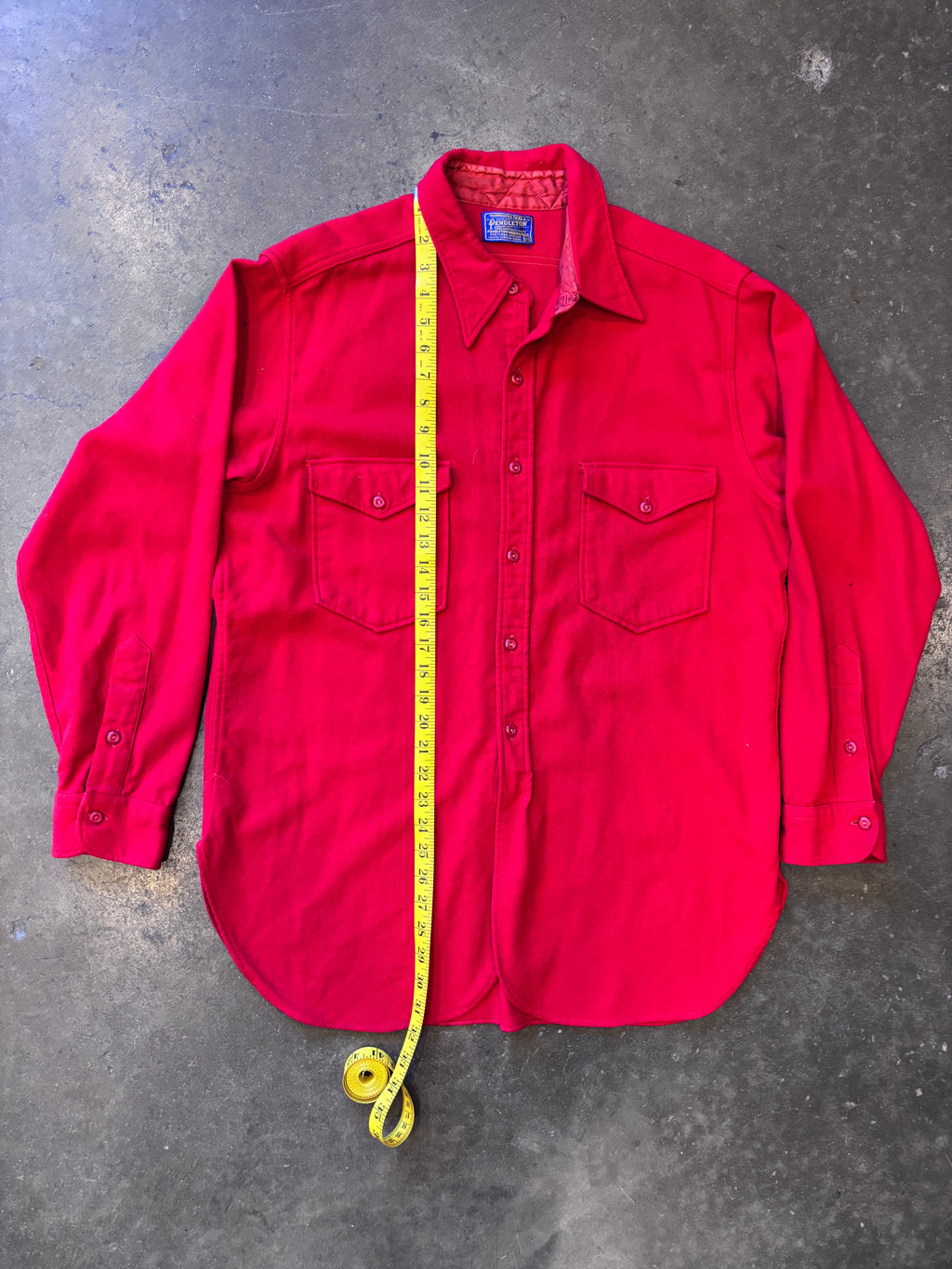 Vintage 1960s PENDLETON Red Wool Shirt Sz. 17 1/2 (XL)