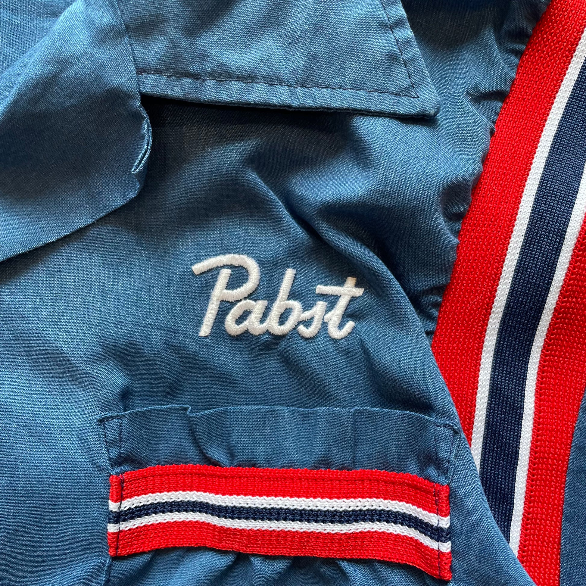 1990s HILTON "Pabst Blue Ribbon PBR" Blue Bowling Shirt Sz. L | Made in USA