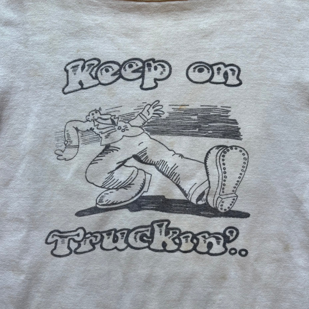 THRASHED | 1970s Robert Crumb "Keep on Truckin" Sweatshirt Sz. M