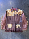 Vintage UBER OWATANNA Quilted 2-Tone Buckskin Leather Zip-Up Jacket Sz. M