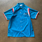 1970s HILTON  "Artistic Beauty Salon" Blue Bowling Shirt Sz. M | Made in USA