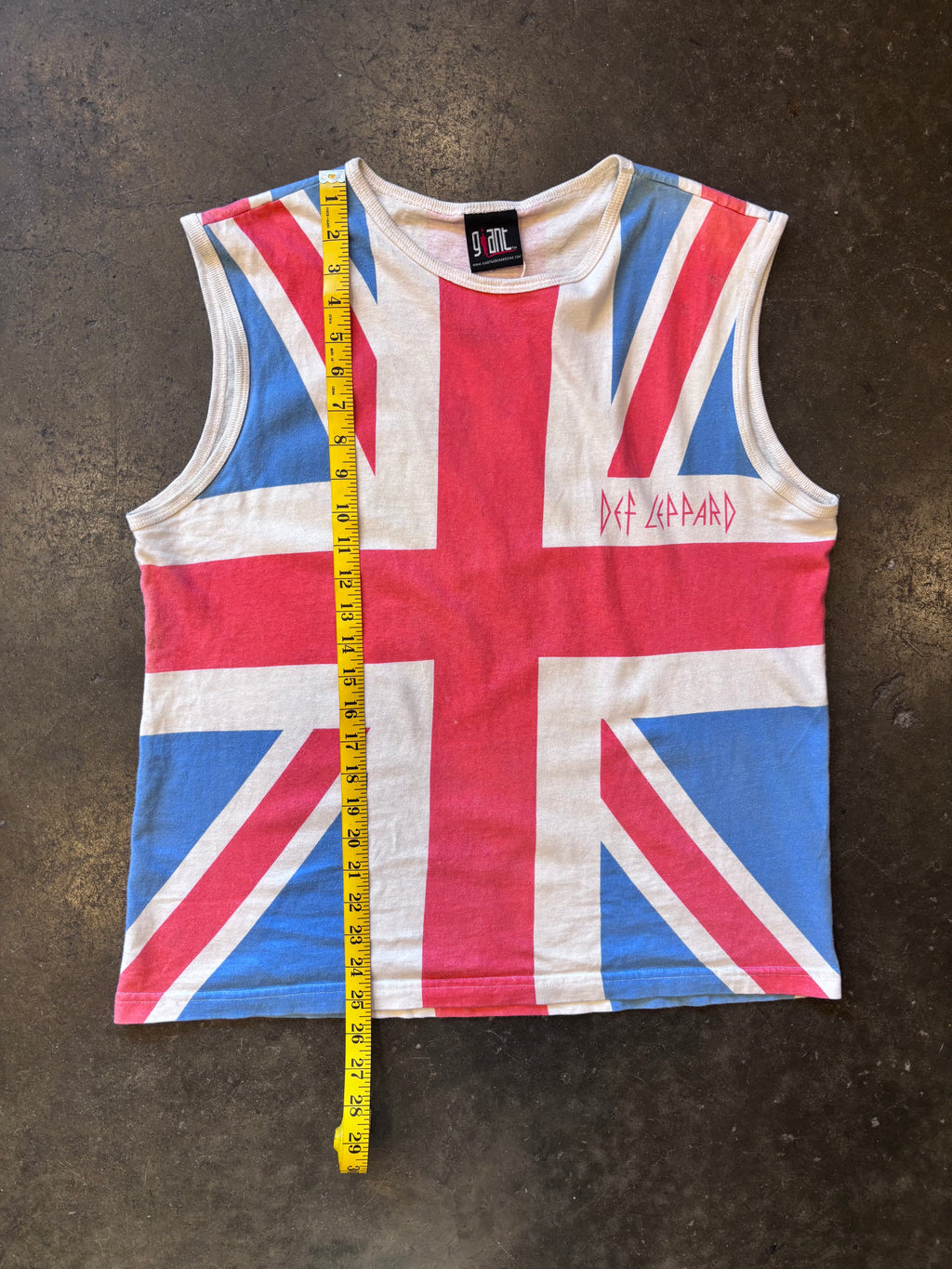 Vintage 1990s GIANT Def Leppard 'Union Jack' Tank-Top Sz. L