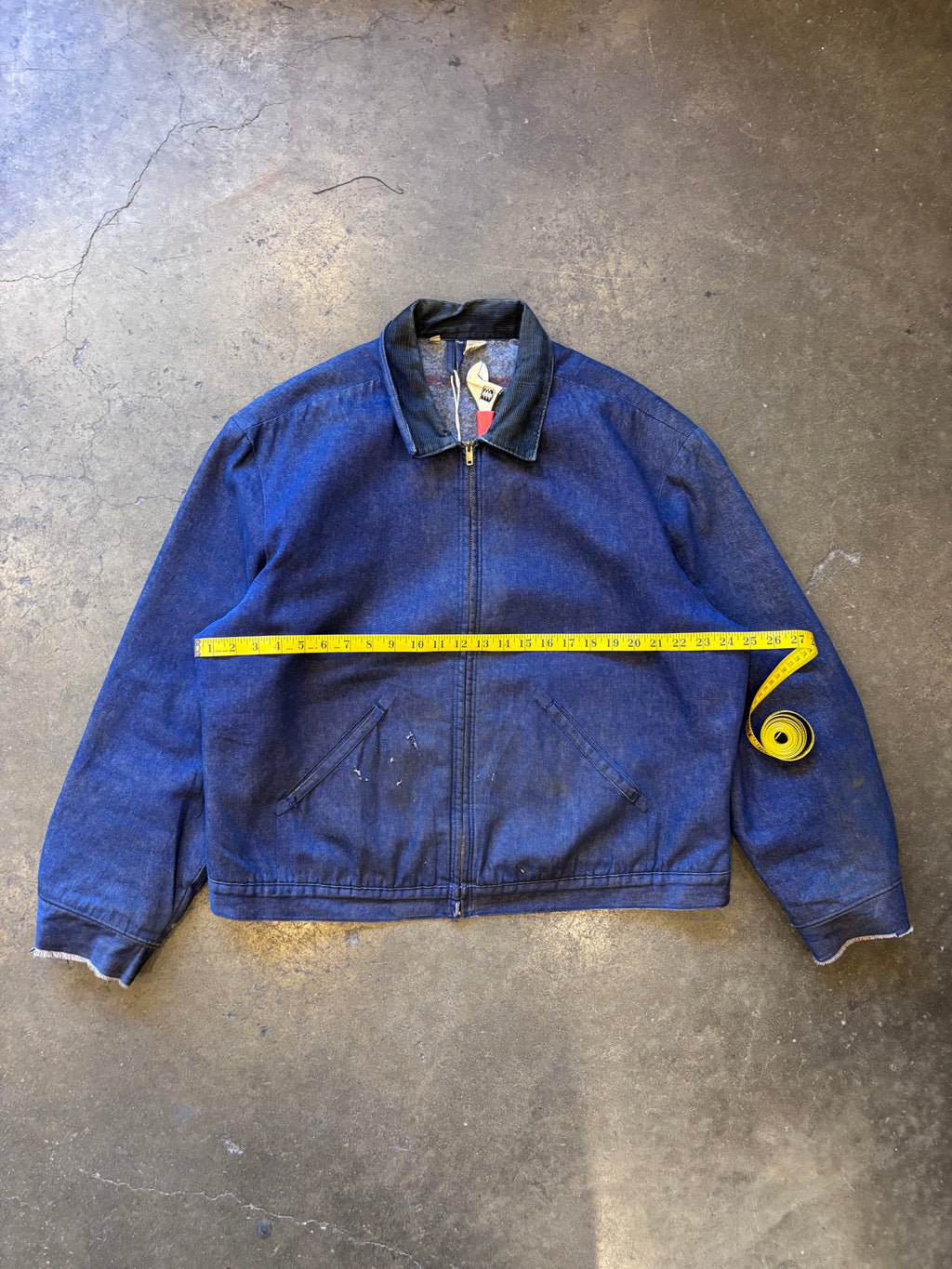 1960s/1970s WRANGLER Blue Bell Zip-Up Blanket Lined Denim Work Jacket Sz. 46 (XL)