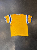 Vintage 1960s Yellow Durene Short Sleeve Jersey T-Shirt Sz. M