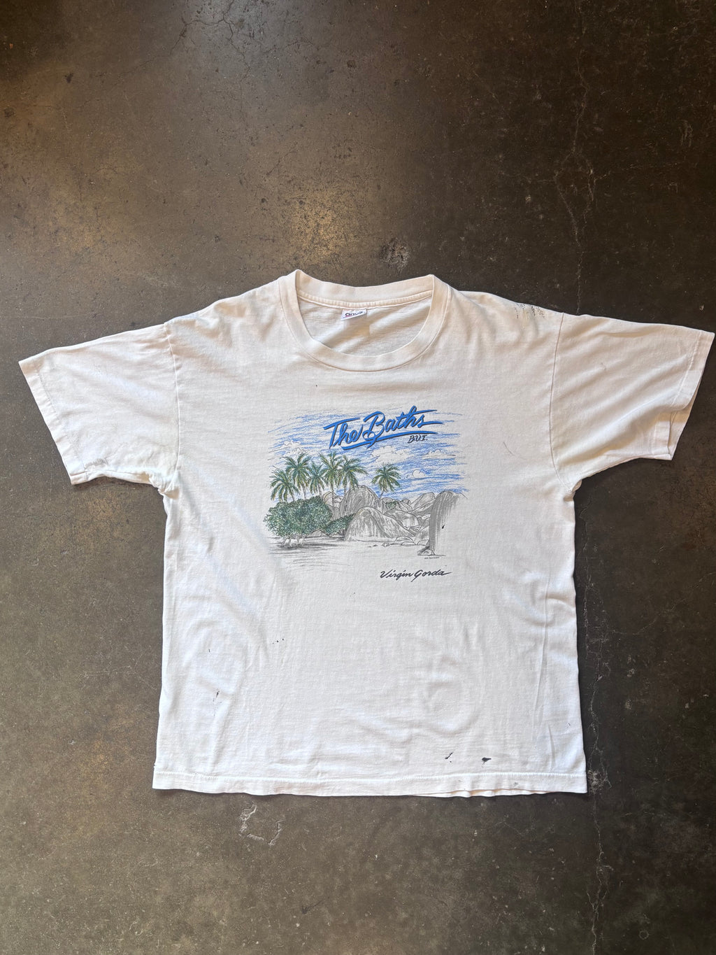 Vintage 1990s 'The Baths, Virgin Gorda' Travel/Tourism T-Shirt Sz. XL