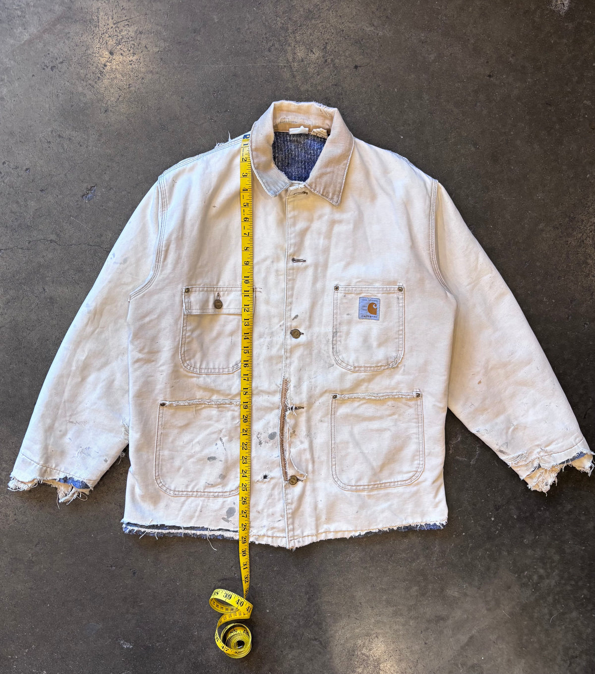 THRASHED | 1989 '100 YR. Anniversary' CARHARTT Chore Coat Sz. M
