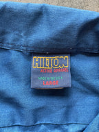 1990s HILTON "Pabst Blue Ribbon PBR" Blue Bowling Shirt Sz. L | Made in USA