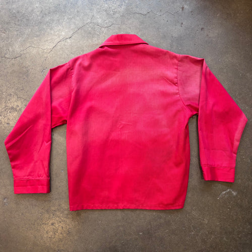 1970s K-BRAND Cotton/Polyester Mack Trucks Red Herrington Work Jacket Sz. L | Made in USA
